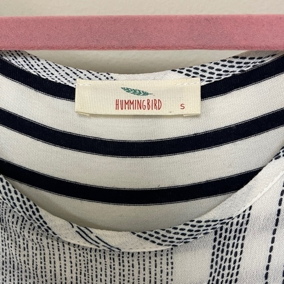 Hummingbird: Women's Navy / White Sleeveless Striped Maxi Beach Dress, Size S - Picture 3 of 7